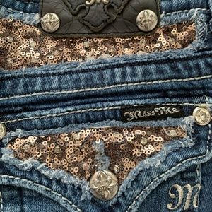Miss Me rose gold sequin Skinny jeans